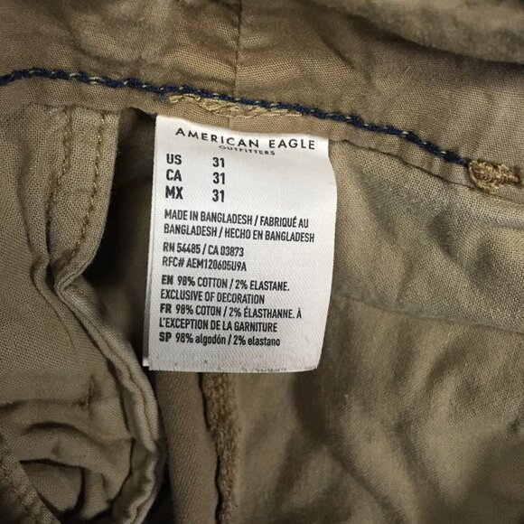 American Eagle Mens Shorts size 31 Brown Flat Front Flap Pockets Next Level Flex - Picture 4 of 12